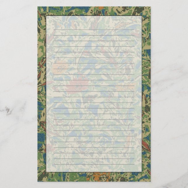 Papelaria Flores contra padrão de camuflagem de folhas (Frente)