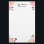 Papelaria Flores cor-de-rosa românticas da aguarela<br><div class="desc">Artigos de papelaria florais elegantes e românticos que caracterizam peônias e rosas cor-de-rosa com respiração do bebê e acento da folha. Personalize adicionando seus próprios detalhes.</div>