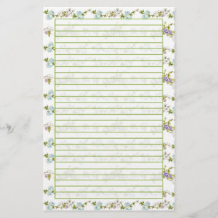 Papelaria Flores De Aquarela Da Manhã Azul Vinculadas