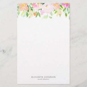 Papelaria Flores de Aquarela de Densidade Pastel Floral