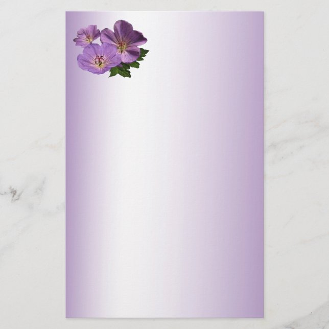 Papelaria Flores De Gerânio Roxo (Frente)