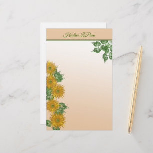 Papelaria Flores de Ouro, verde e borda de folhas