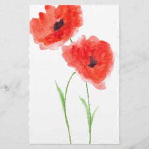 Papelaria Flores de papoila vermelhas