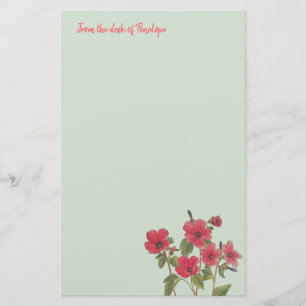 Papelaria Flores-de-rosa em verde-sábado com nome floral