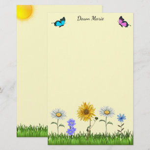 Papelaria Flores e borboletas personalizadas de 5,5" x 8,5"
