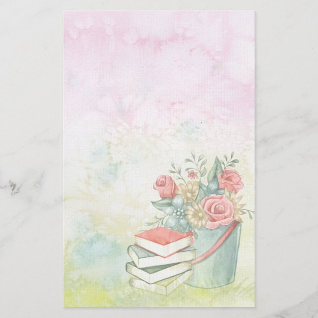 Papelaria Flores e Livros em Aquarela (Frente)