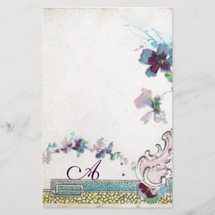 Papelaria Flores Elegantes ROMANTİCA,Pansies Monograma