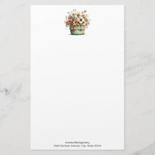 Papelaria Flores em um Vaso Aconchegante Shabby Fofo