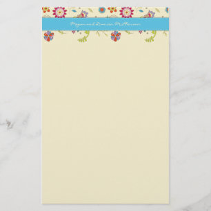 Papelaria Flores Retro Turquesa Stationery