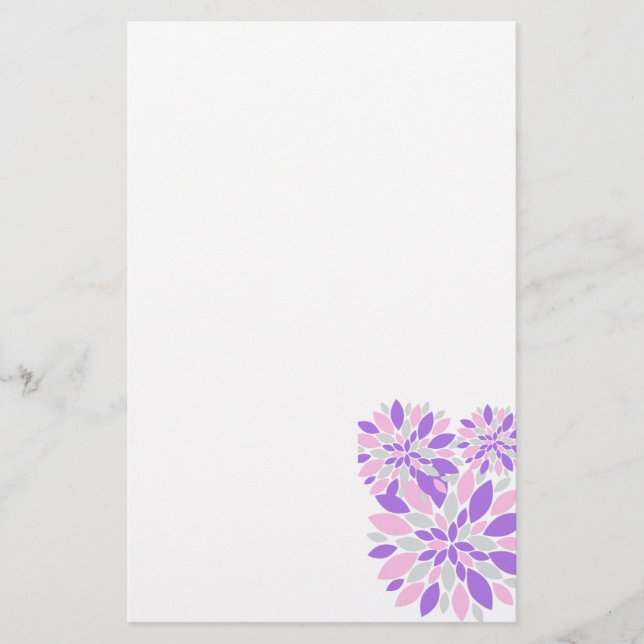 Papelaria Flores Roxas de Pétalas Mágicas (Frente)