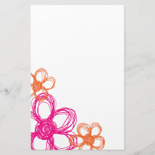 Papelaria Flores Selvagens Laranja e Rosa