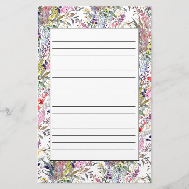 Papelaria Flores Silvestres de Primavera e Verão Lineram (Frente)