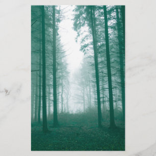 Papelaria Floresta fantasma com neblina em verde