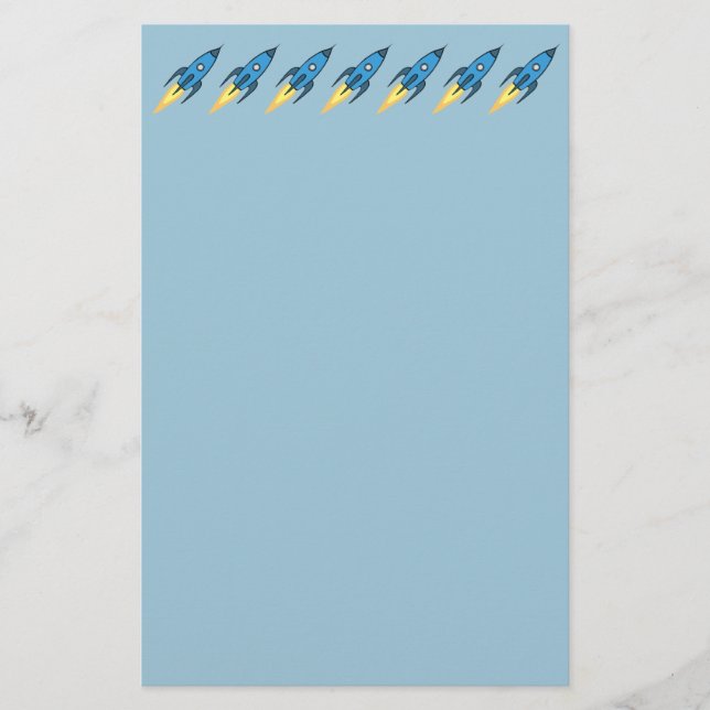 Papelaria Foguete Azul Navio Espacial Exterior Crianças Boni (Frente)