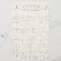 Folha de música em pergaminho manuscrita a tinta