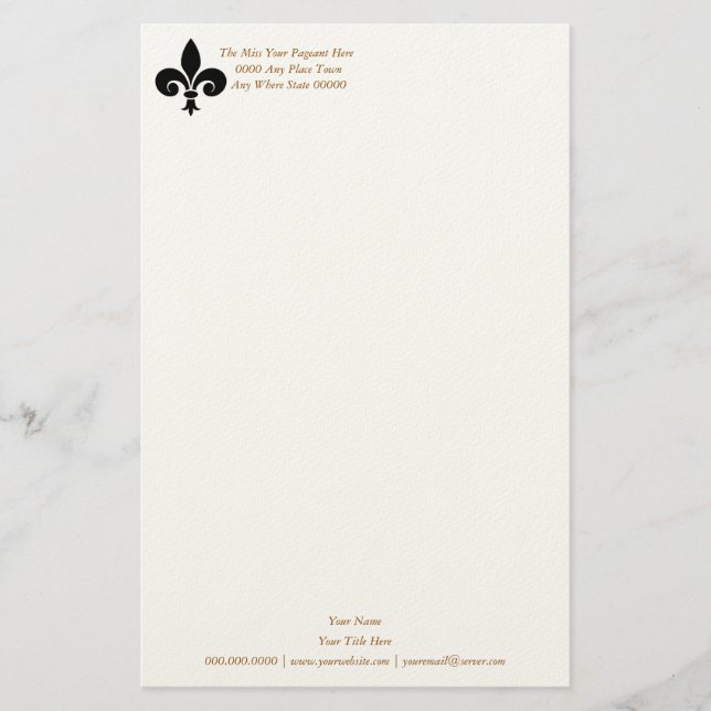 Papelaria Folha de Papel Fleur Di Li, estilo Miss América (Frente)