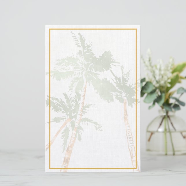 Papelaria Folha Montera Borda Dourada Tropical (Em pé/Frente)