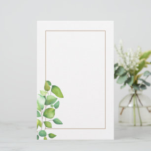 Papelaria Folhagem verde de eucalipto aquoso