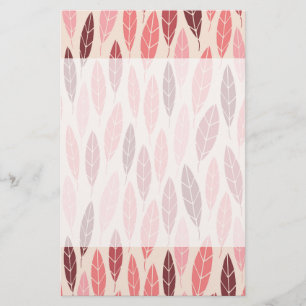Papelaria Folhas cor-de-rosa e vermelha