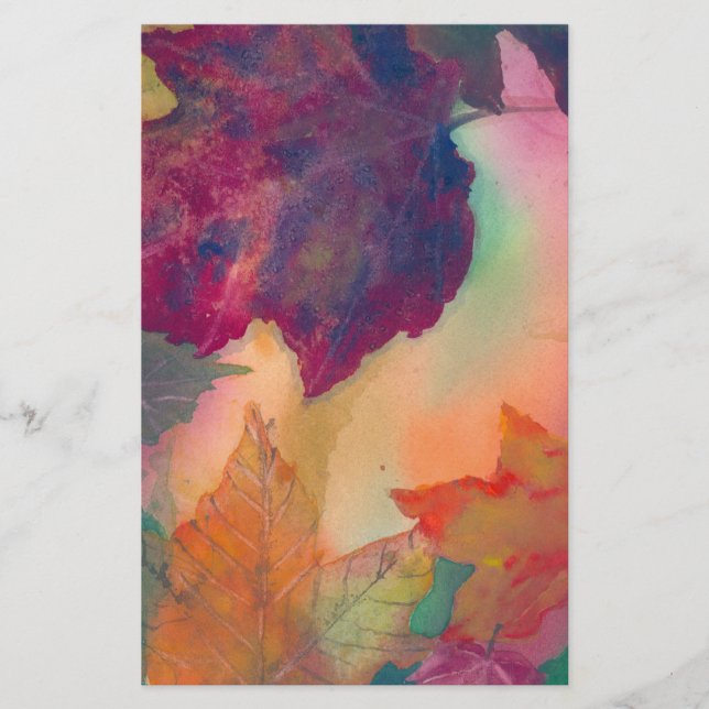 Papelaria Folhas de queda ao longo da costa em Papel de cart (Frente)