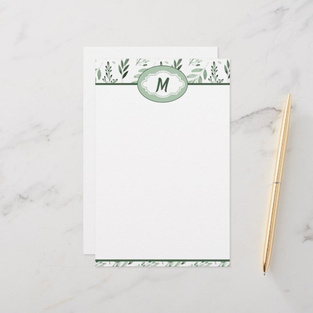 Papelaria Folhas verdes personalizadas (Frente/Verso In Situ)