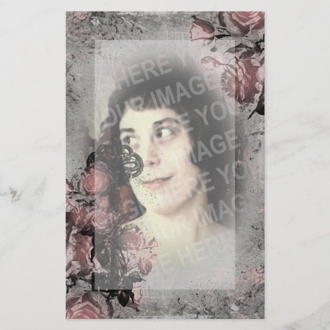 Papelaria Foto personalizada de chave antiga e Rosas (Frente)