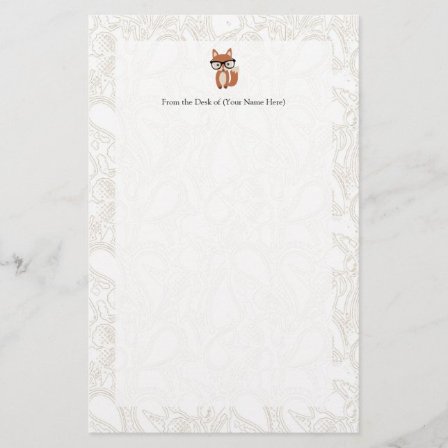 Papelaria Fox w/Glasses do bebê do hipster (Frente)