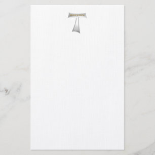 Papelaria Franciscan Tau Cross Peace e Good Silver & Dourado