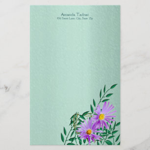Papelaria Fronteira de Canto de Flor Roxo