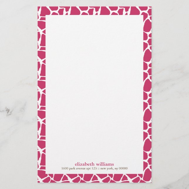 Papelaria Fuchsia Giraffe Pattern (Frente)