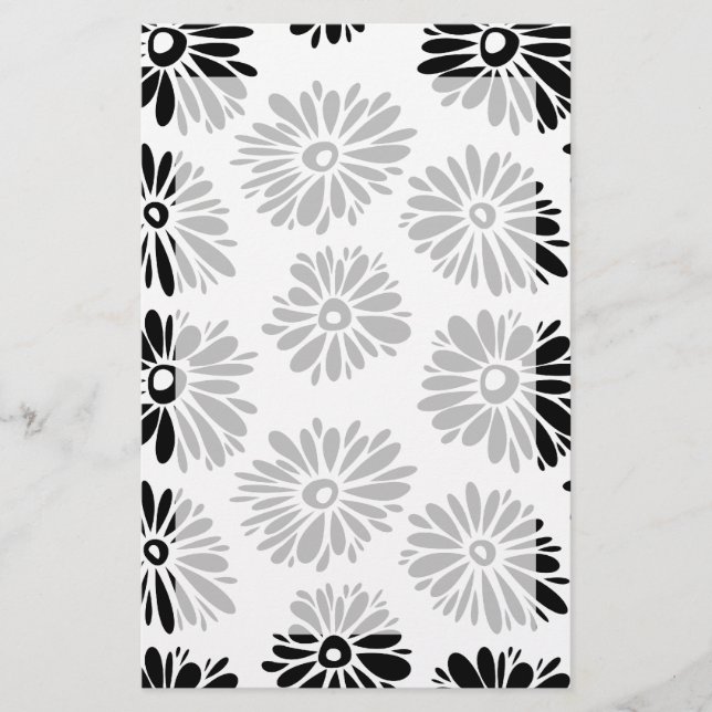 Papelaria Funky Black e white floral (Frente)