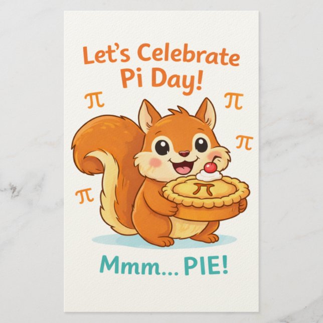 Papelaria Funny Pi Day Animal with Pie – Math Lover Gift (Frente)