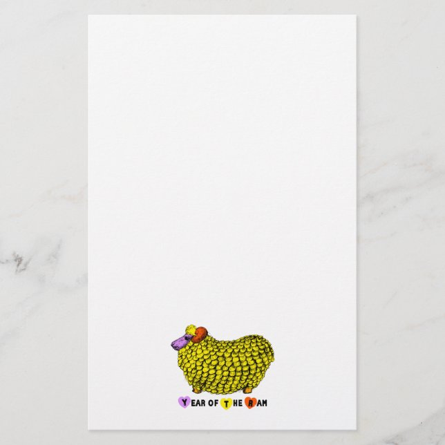 Papelaria Funny Yellow Ram Chinese Year Zodiery Stationery (Frente)