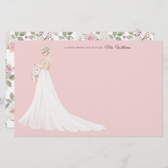 Papelaria Futuro Senhora Bride Obrigado Stationery (Frente/Verso)