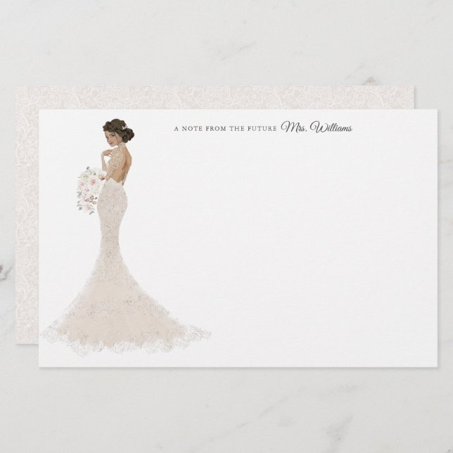 Papelaria Futuro Senhora Bride Obrigado Stationery (Frente/Verso)