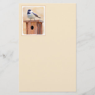 Papelaria Galinha em Birdhouse Pintura Original de Pássaros