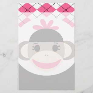 Papelaria Garota Bonita Boca Macaco Rosa Argyle Negro Rosa