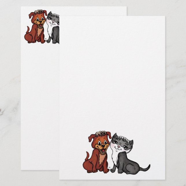 Papelaria Gatinho e Puppy (Frente/Verso)