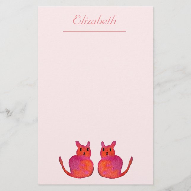 Papelaria Gatinho giro, rosa, (Frente)