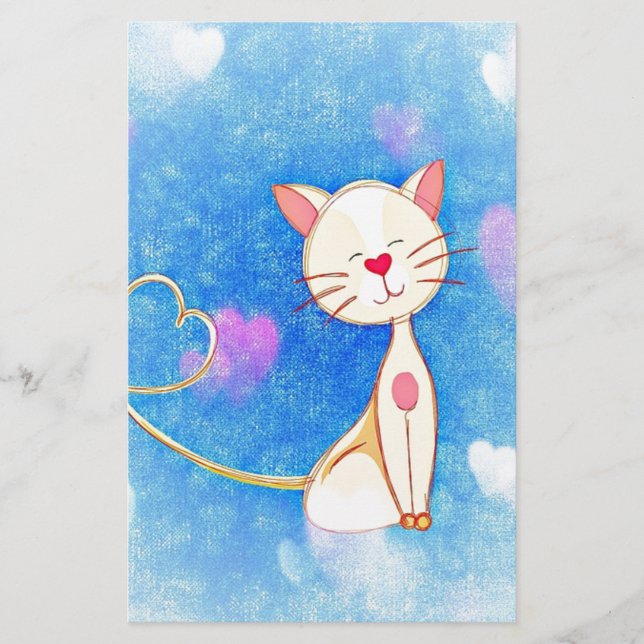 Papelaria Gato de Amor Bonito (Frente)