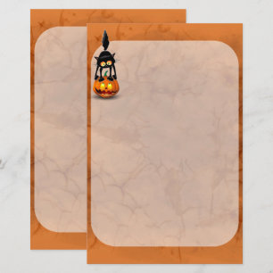 Papelaria Gato Halloween Caricatura Assustada na Pumpkin