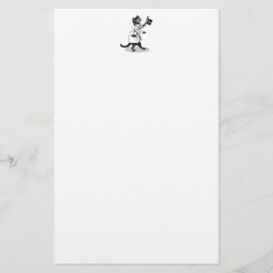 Papelaria Gato Preto e Branco com Papel de Carta Superior