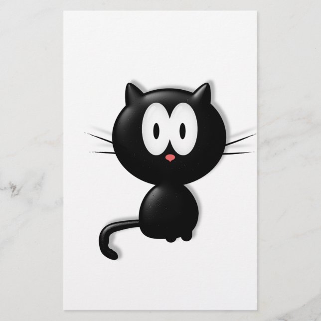Papelaria Gato Preto sobre fundo branco (Frente)