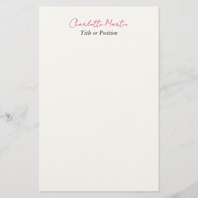 Papelaria Gerente Chefe Consultor Branco Rosa Profissional (Frente)