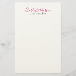 Papelaria Gerente Chefe Consultor Rosa Branco Profissional