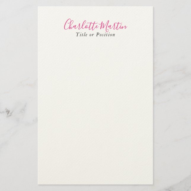 Papelaria Gerente Chefe Consultor Rosa Branco Profissional (Frente)