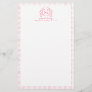 Papelaria Ginga Floral Rosa Bege Monograma Crista