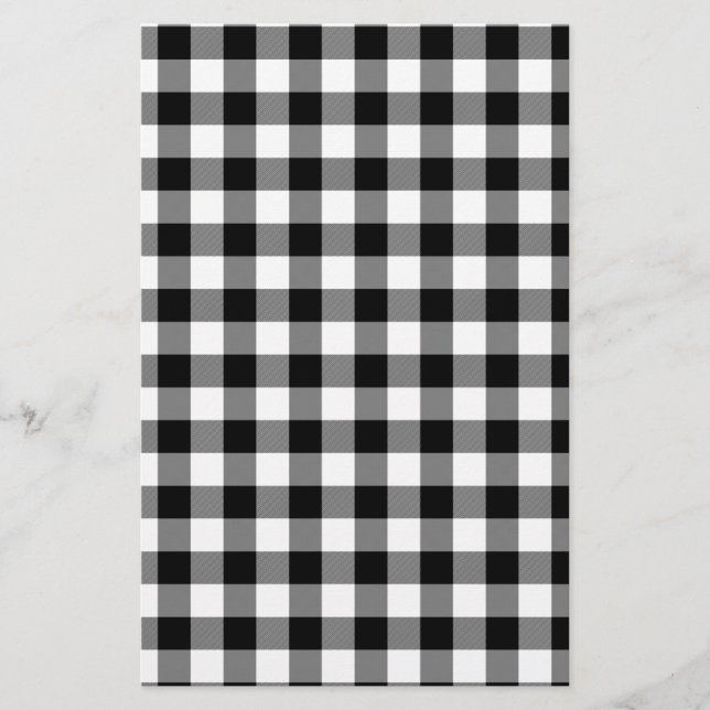 Papelaria Gingham Preto e Branco (Frente)