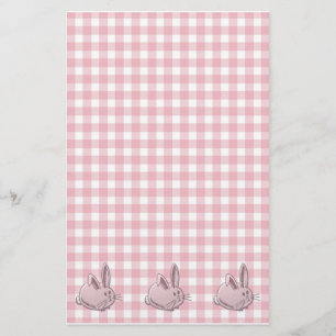 Papelaria gingham rosa e coelhos