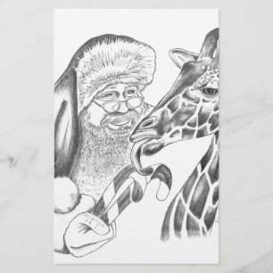Papelaria girafa de natal e Papais noeis